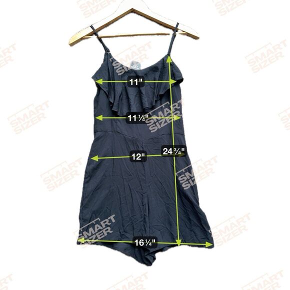 Abercrombie & Fitch Ruffle Romper Black XS Micro Short Spaghetti Strap Travel - Picture 13 of 14